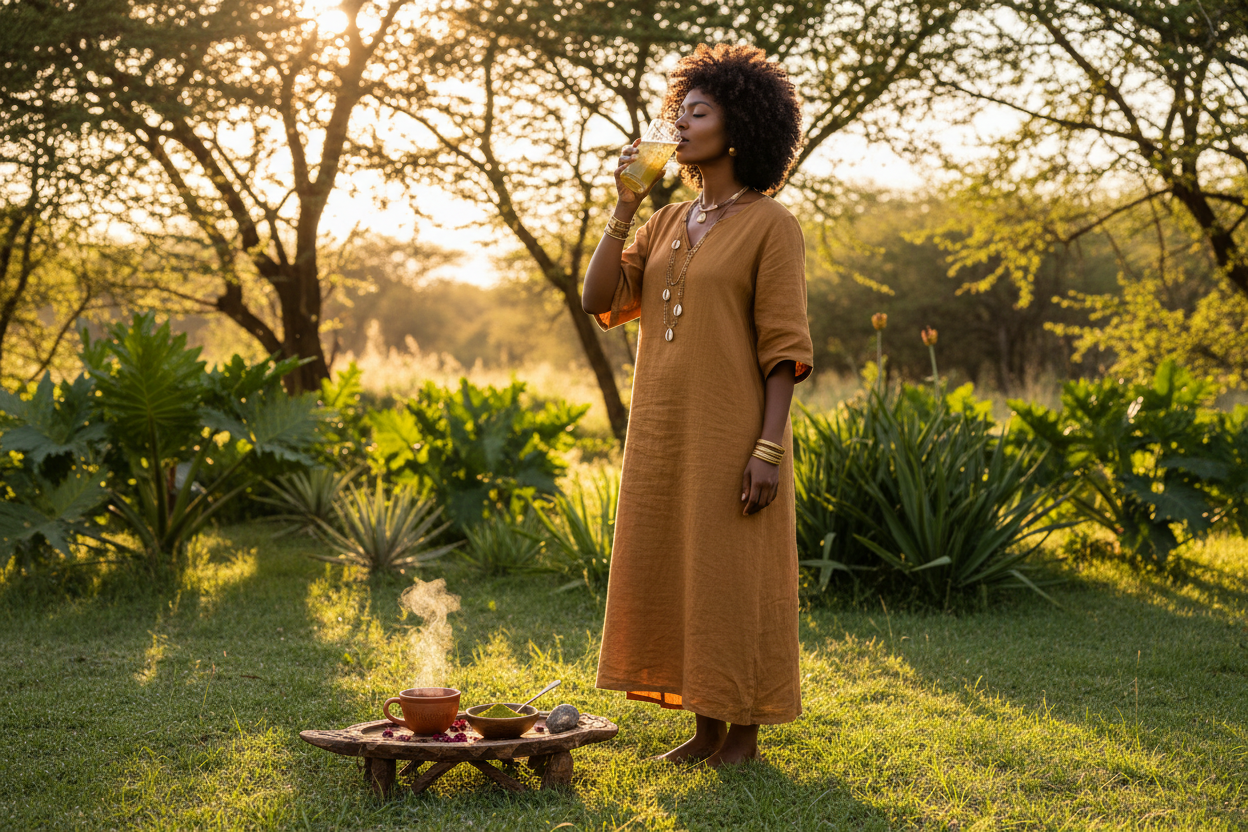 The African Wellness Morning Routine: A Step-by-Step Daily Ritual Using Superfoods & Movement