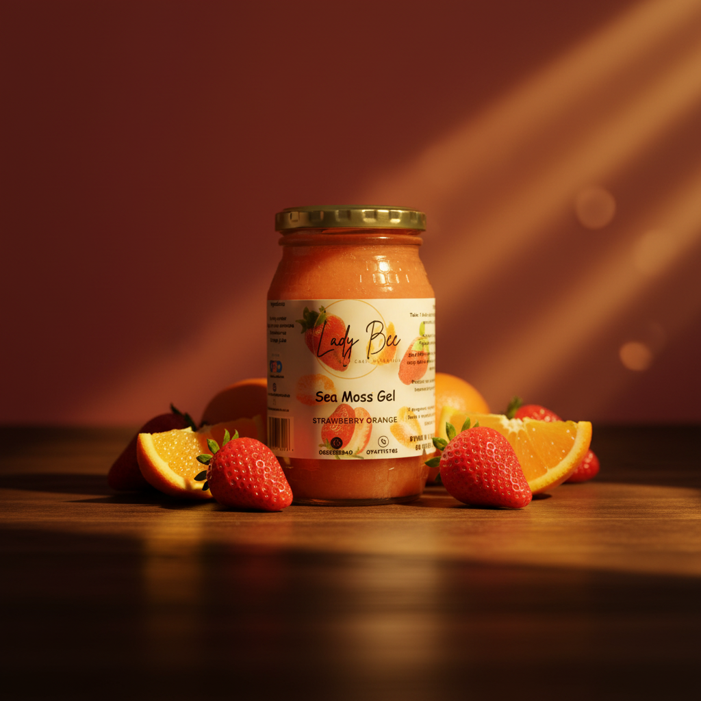 LadyBee Strawberry Orange Flavored Sea Moss Gel hero